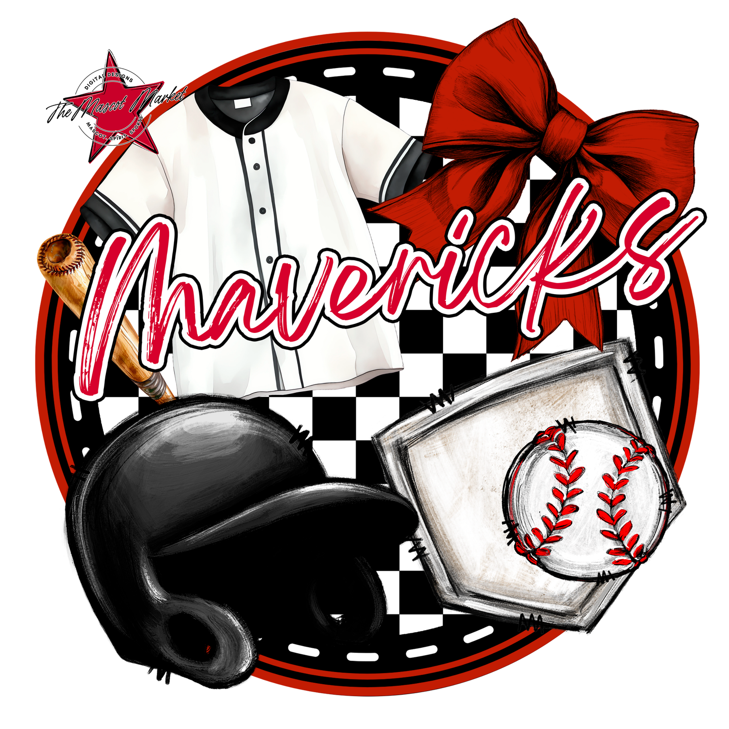 Mavericks Circle Baseball Design-Red