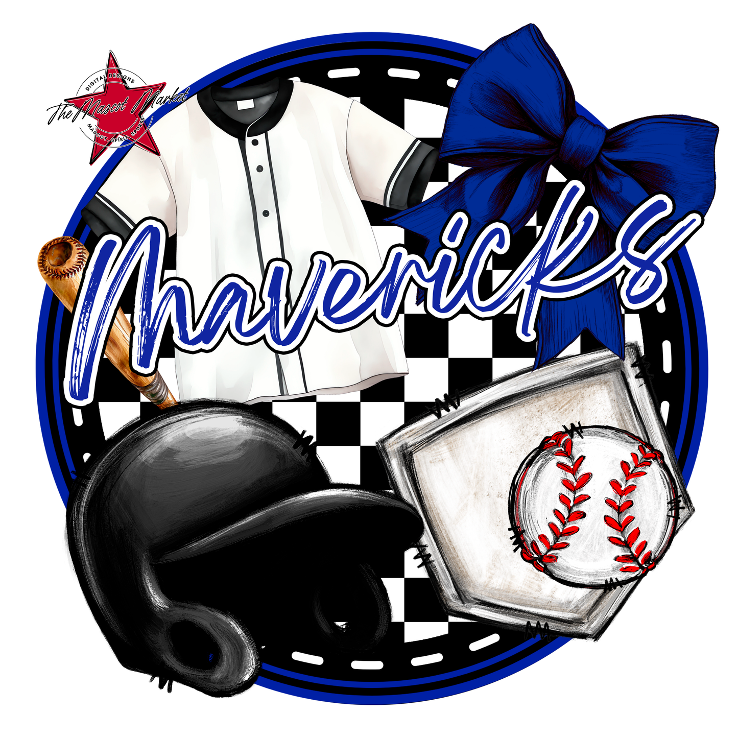 Mavericks Circle Baseball Design-Royal Blue