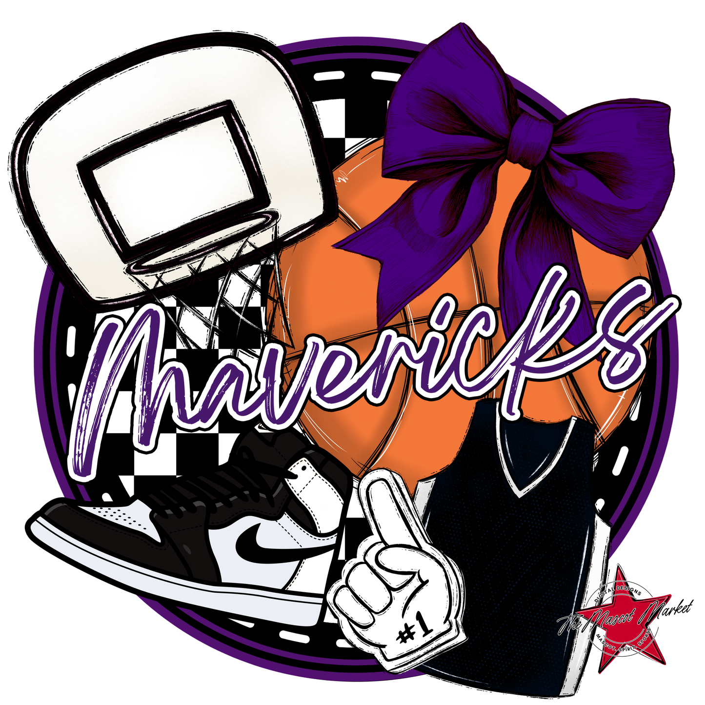 Mavericks Circle Basketball Design-Purple