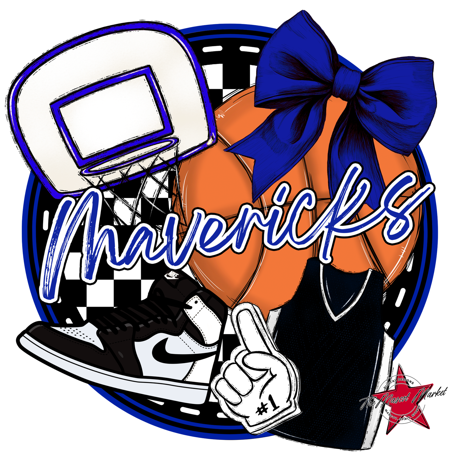 Mavericks Circle Basketball Design-Royal Blue