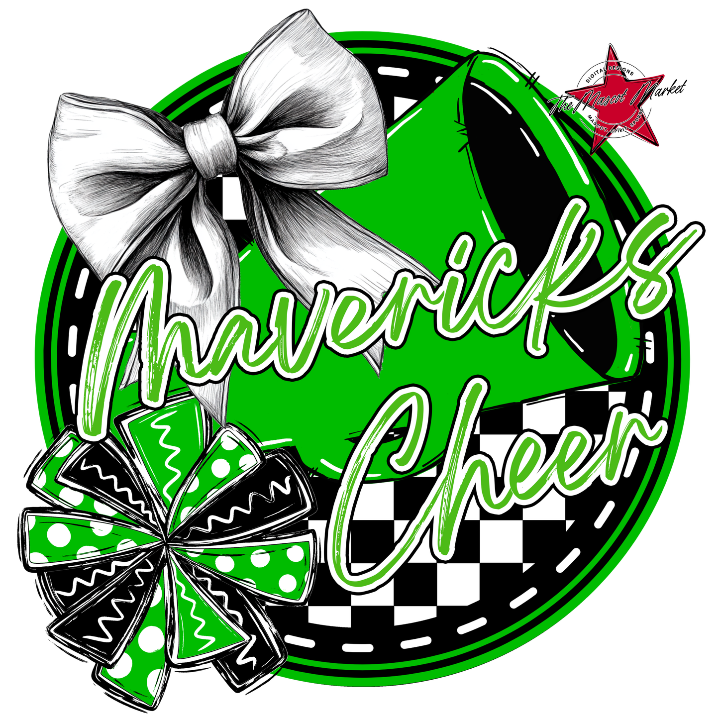 Mavericks Circle Cheer Design-Bright Green