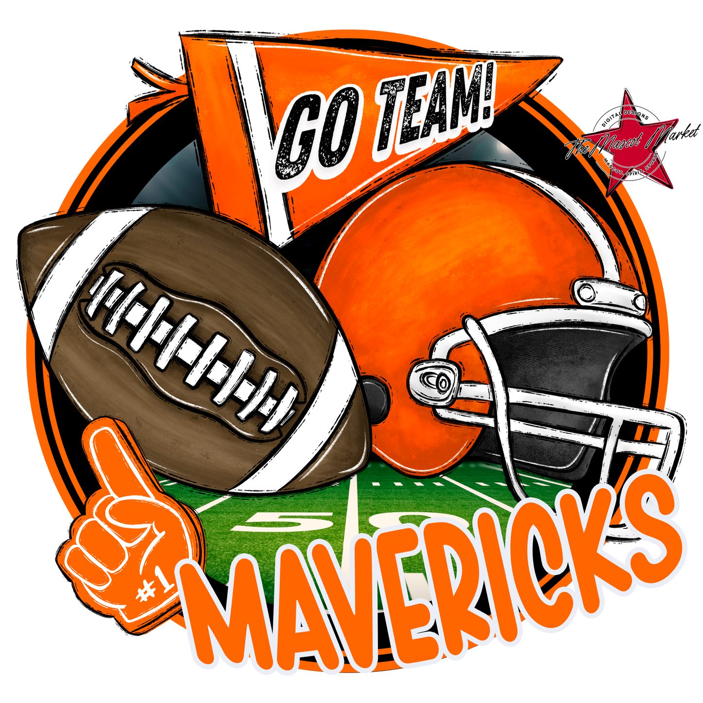 Mavericks Circle Football Design-Orange