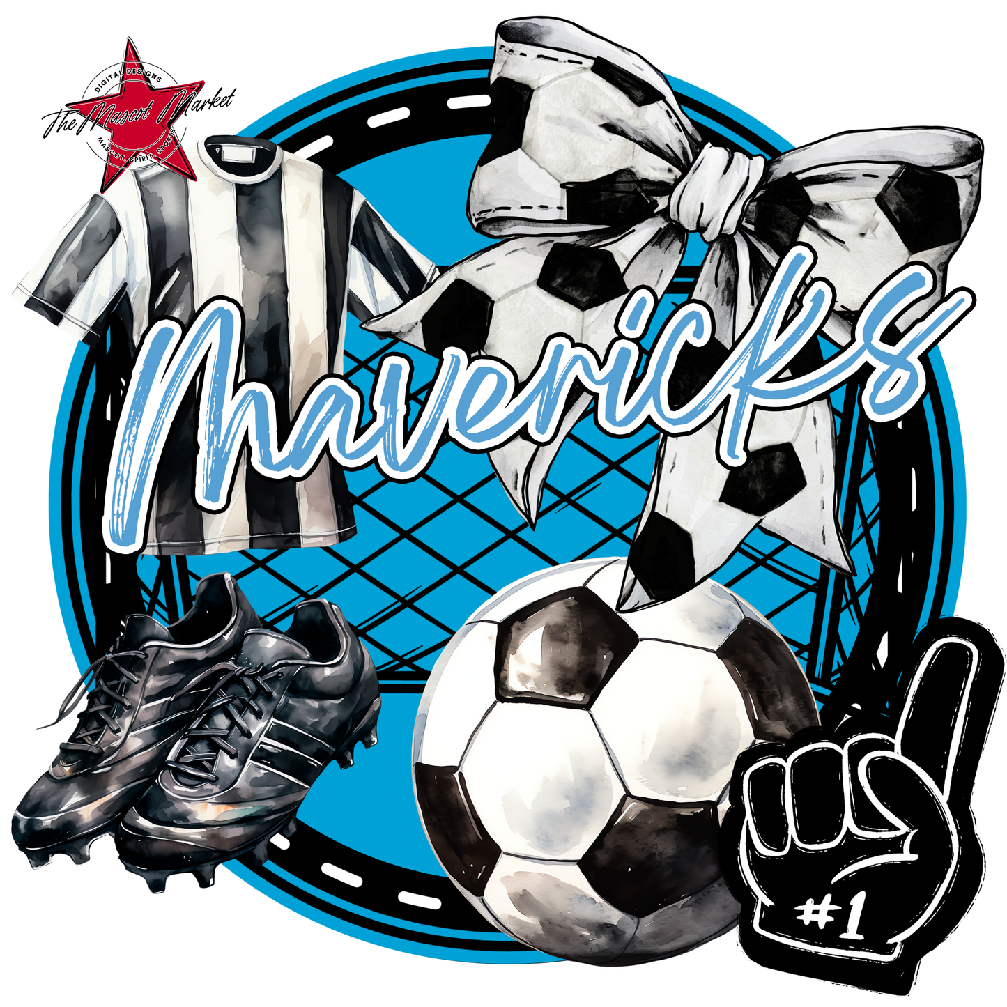 Mavericks Circle Soccer Design-Carolina Blue