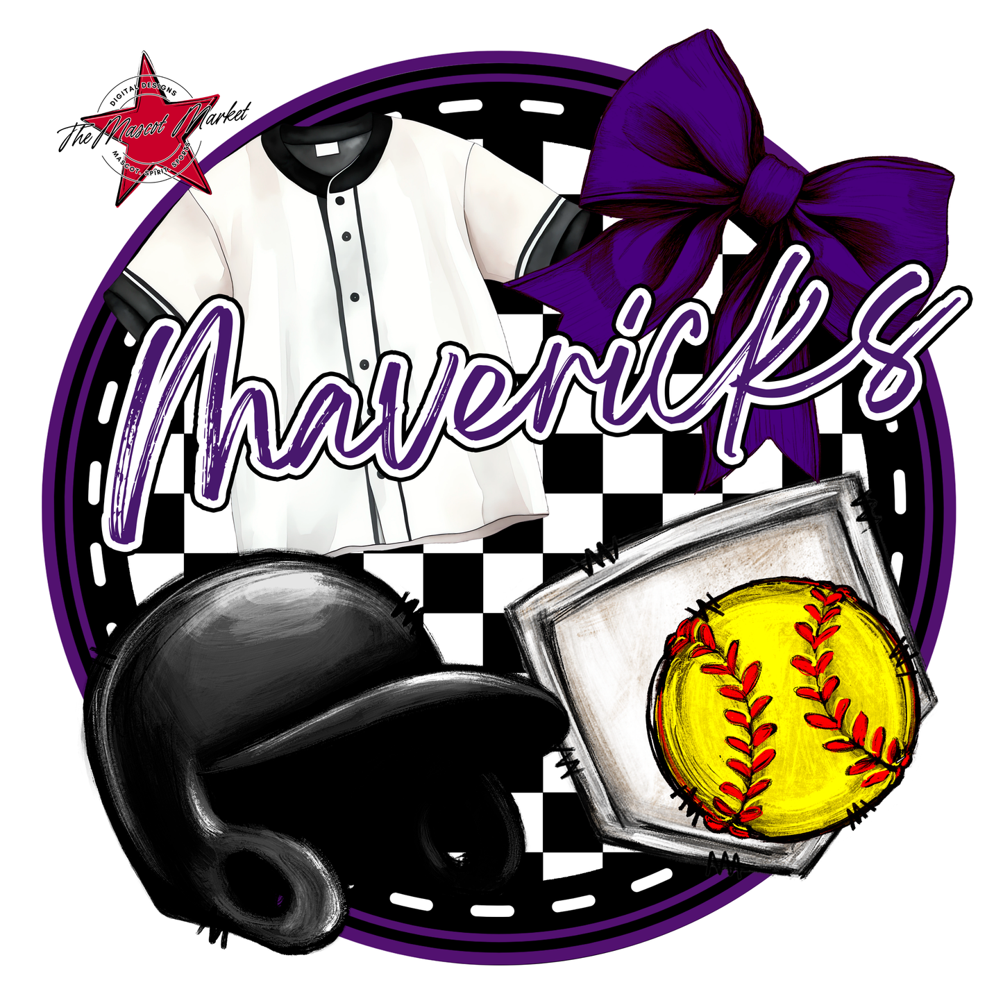 Mavericks Circle Softball Design-Purple