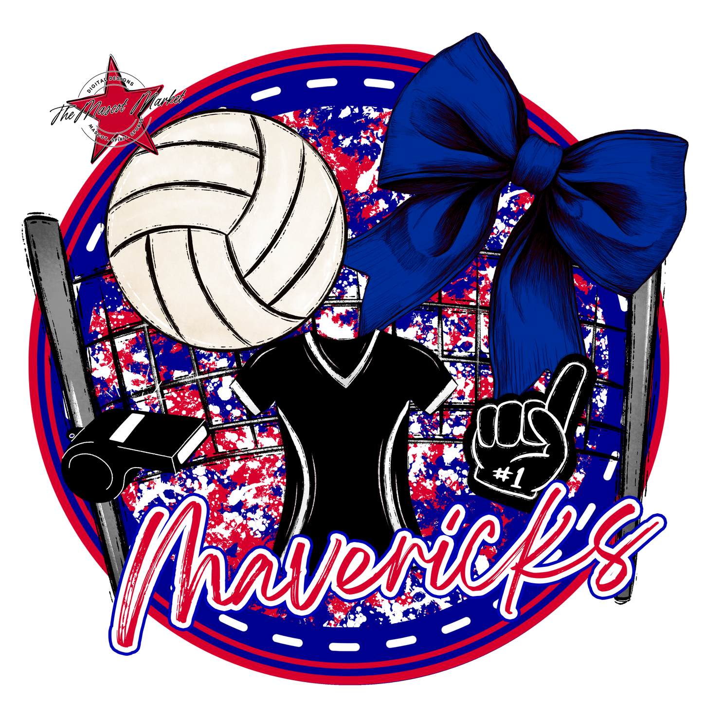 Mavericks Circle Volleyball Design-Blue-Red