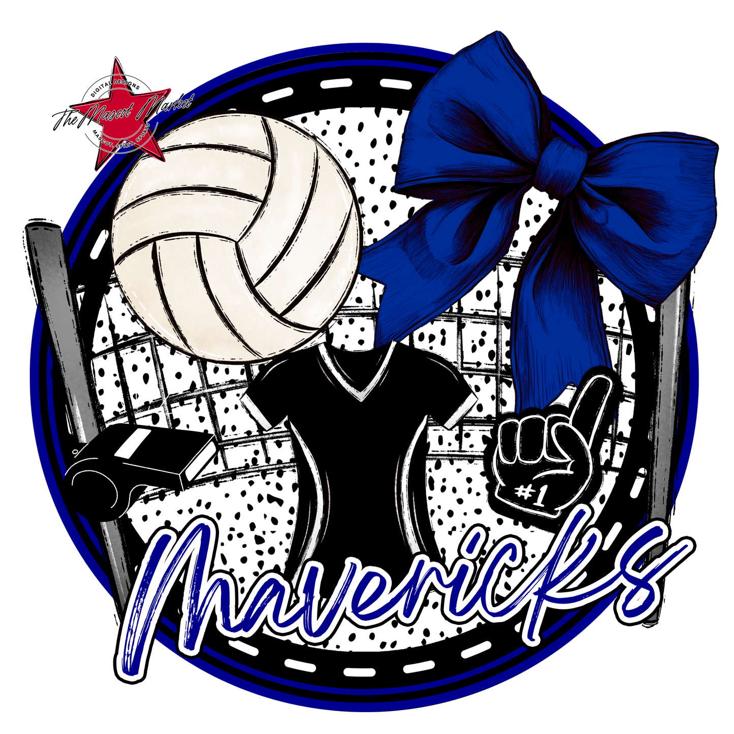 Mavericks Circle Volleyball Design-Blue
