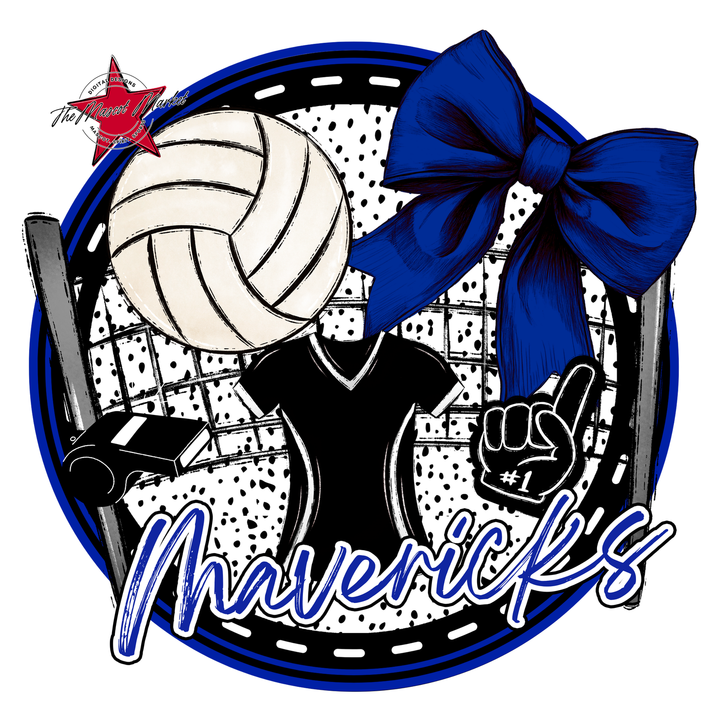 Mavericks Circle Volleyball Design-Royal Blue