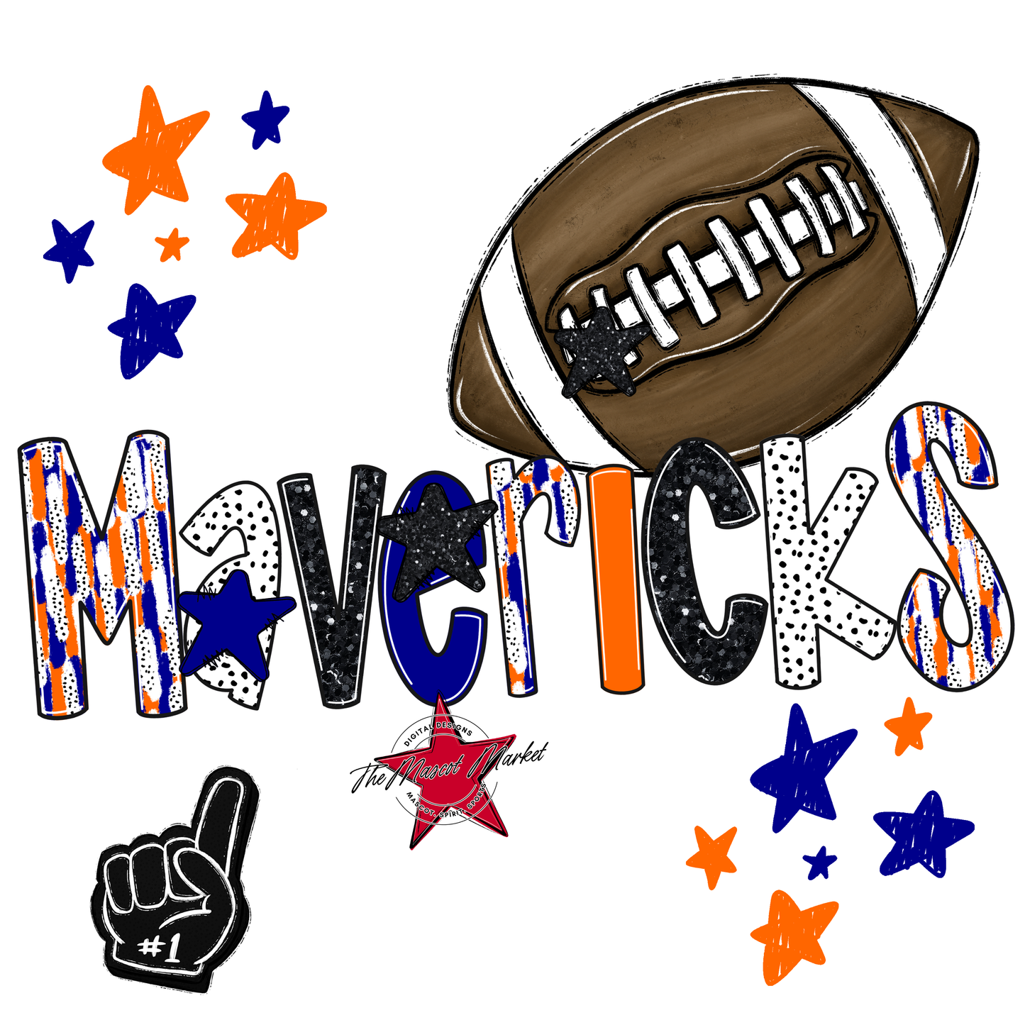 Mavericks Football Scrape-Blue-Orange