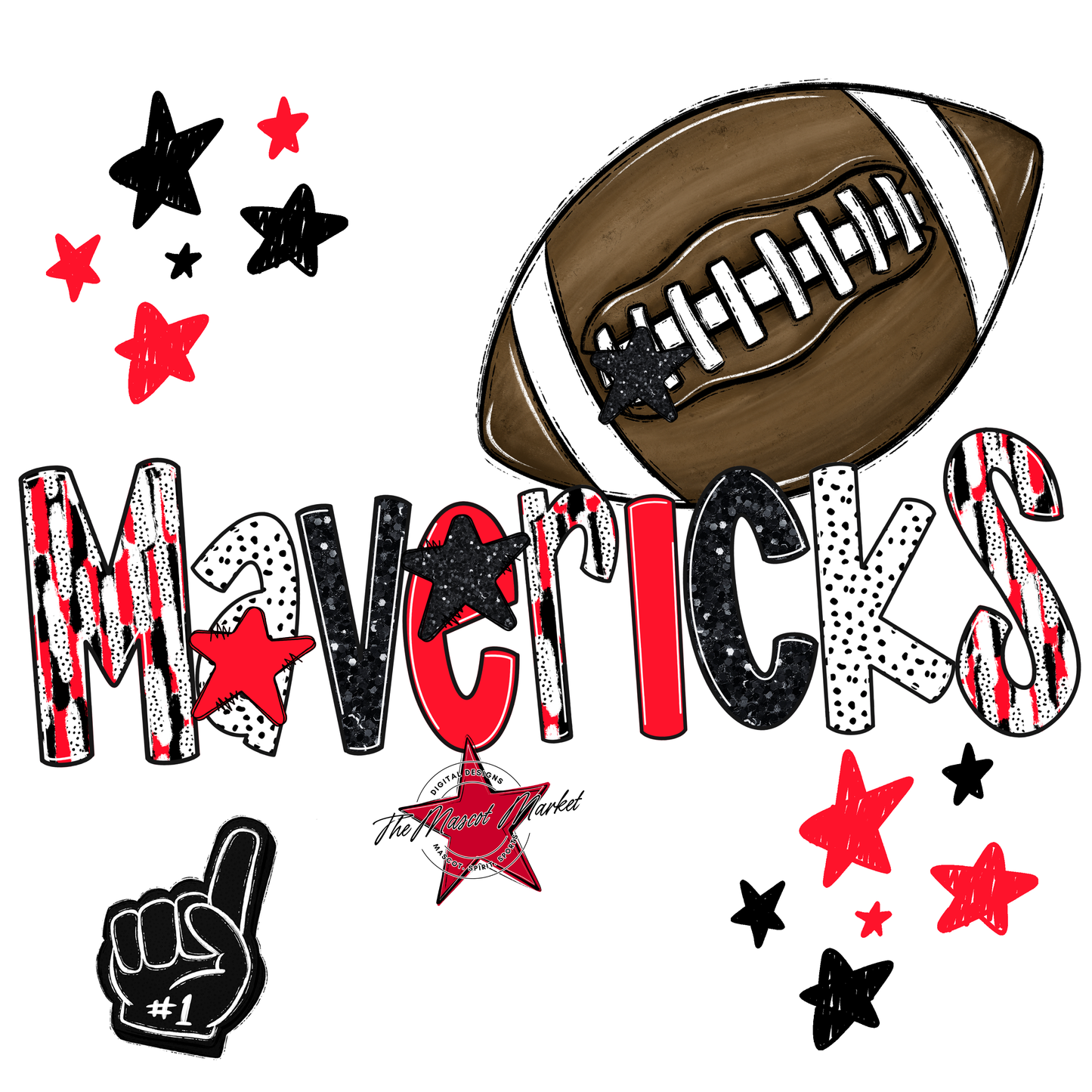 Mavericks Football Scrape-Bright Red