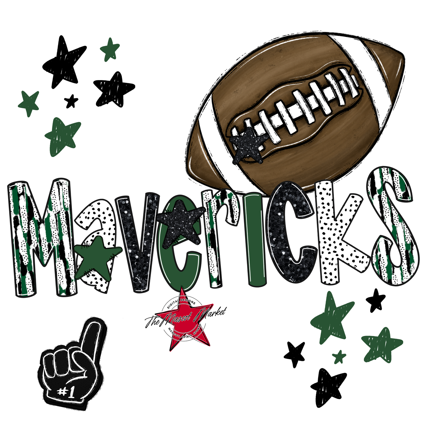 Mavericks Football Scrape-Green