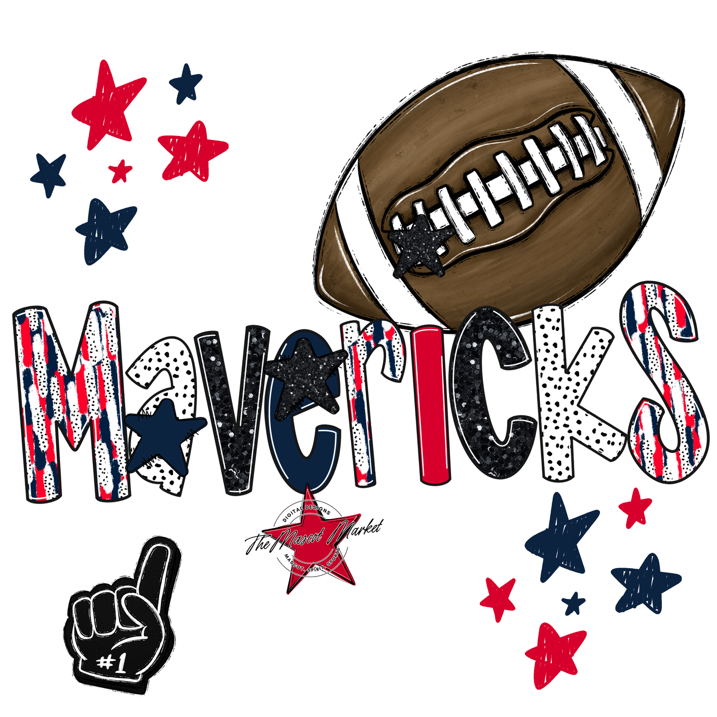 Mavericks Football Scrape-Navy-Red
