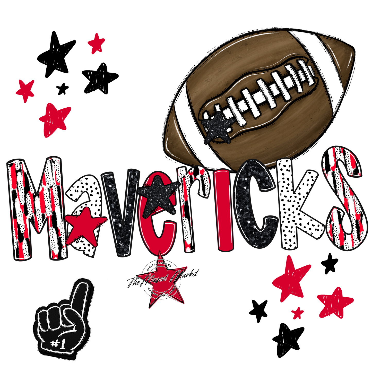 Mavericks Football Scrape-Red