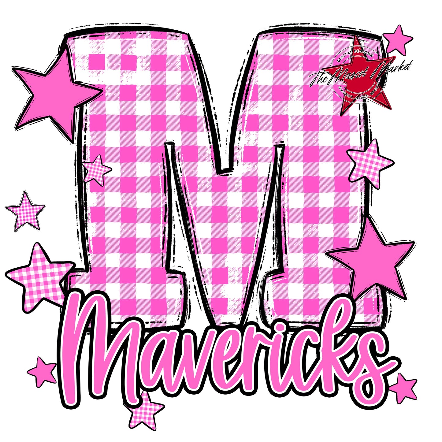 Mavericks Plaid Star Design-Baby Pink