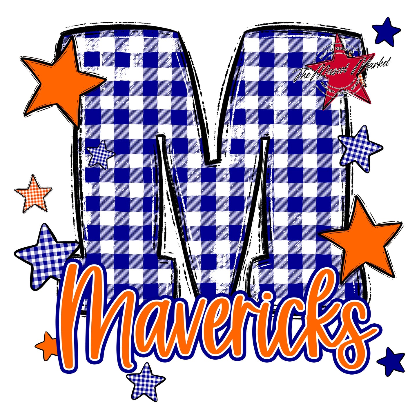 Mavericks Plaid Star Design-Blue & Orange