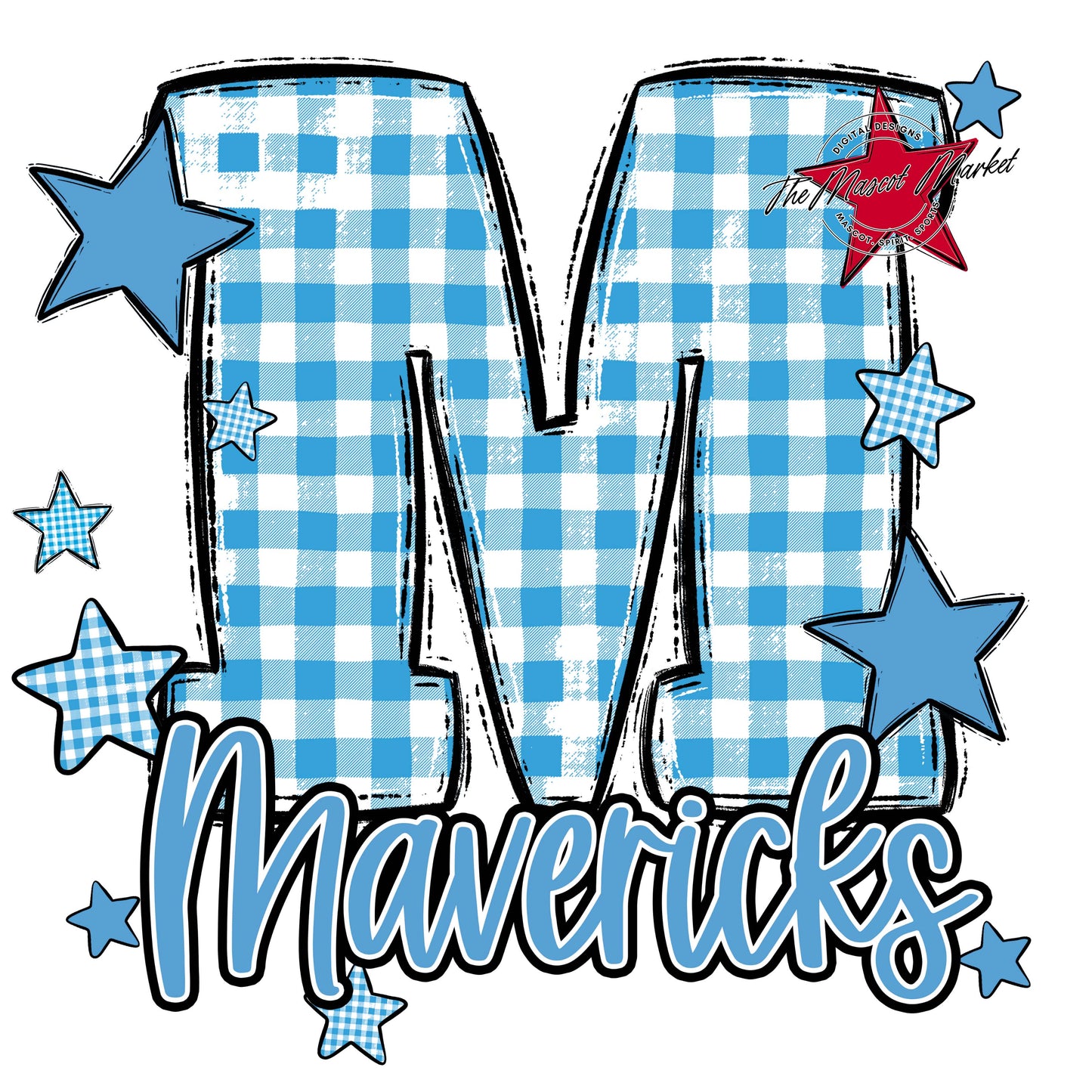 Mavericks Plaid Star Design-Carolina Blue