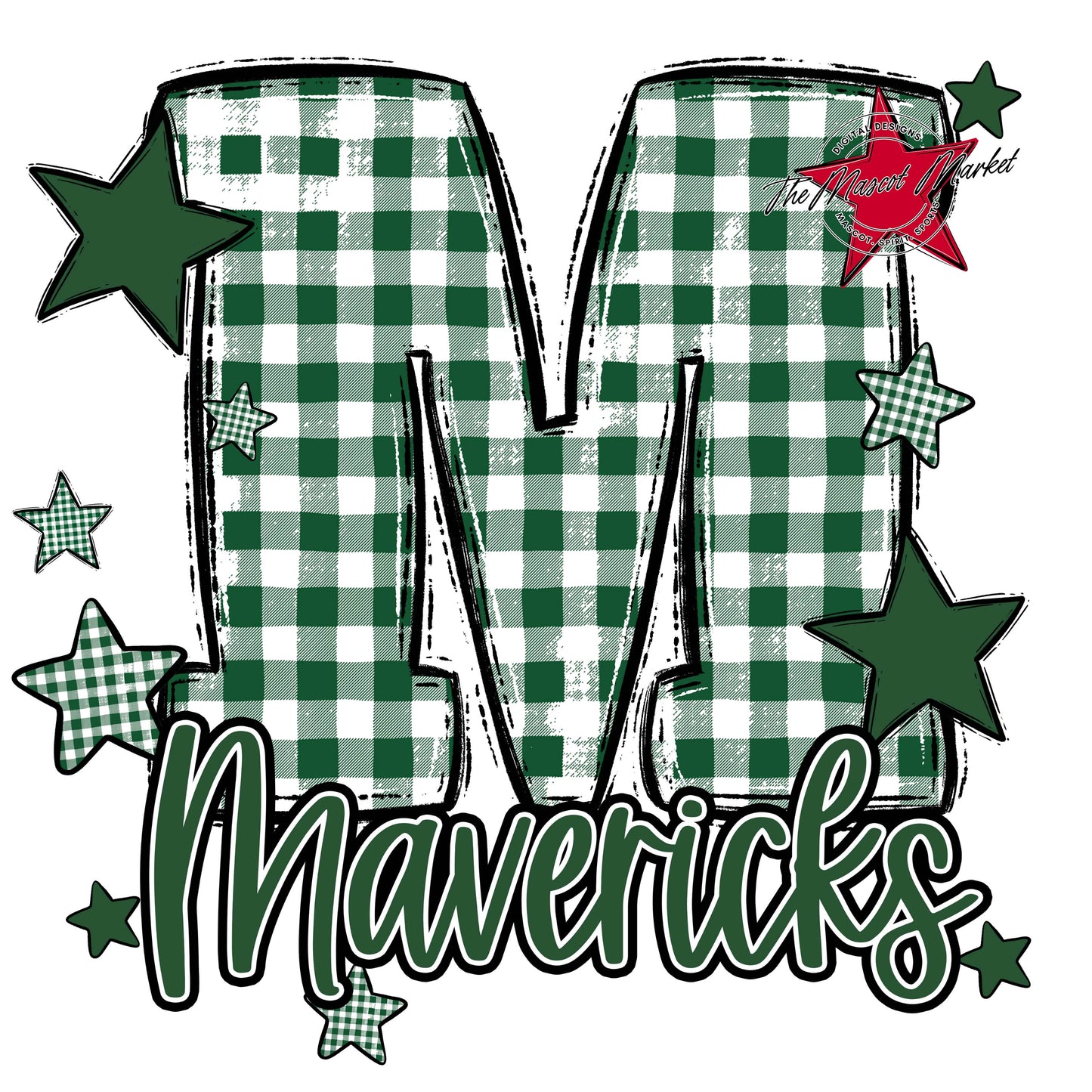 Mavericks Plaid Star Design-Green