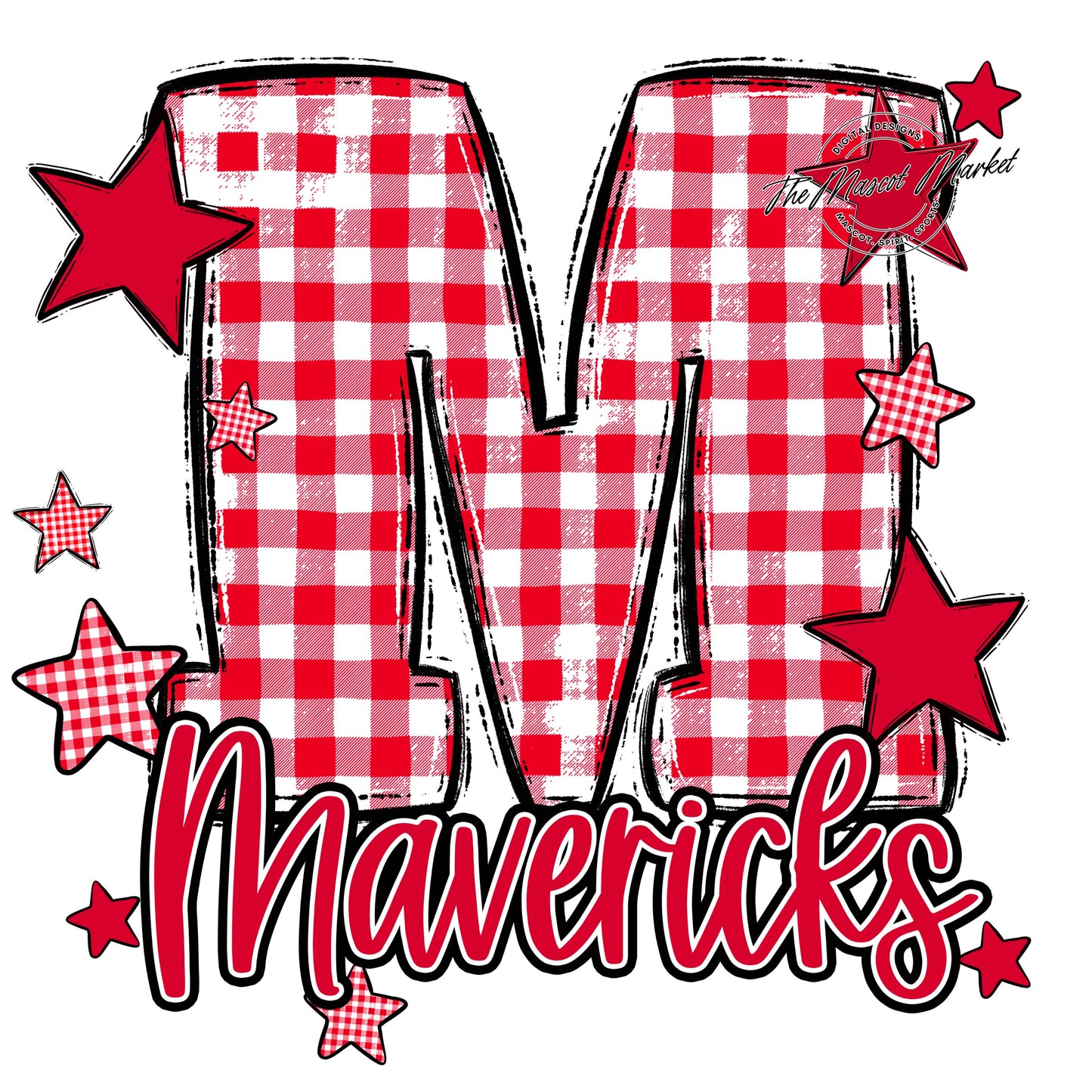Mavericks Plaid Star Design-Red