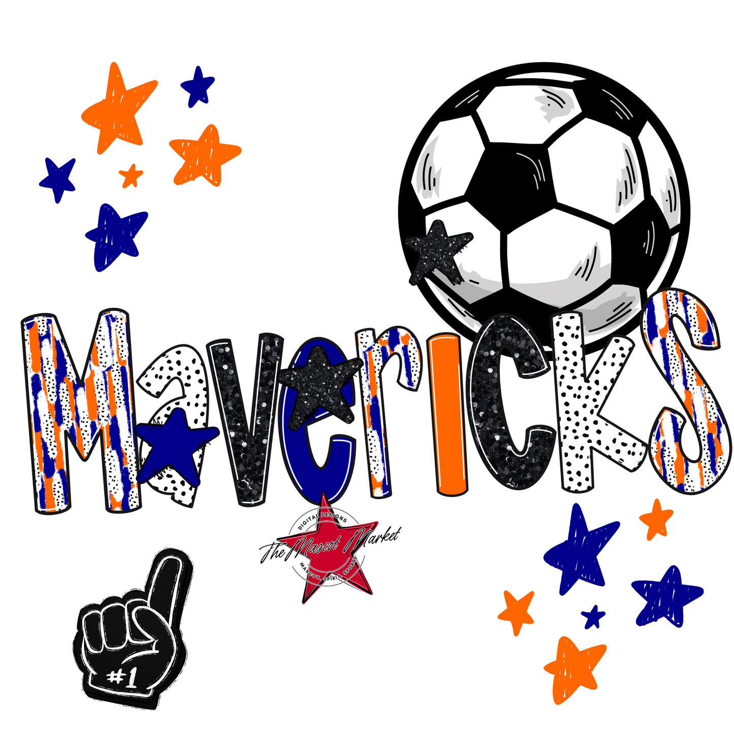 Mavericks Soccer Scrape-Blue-Orange