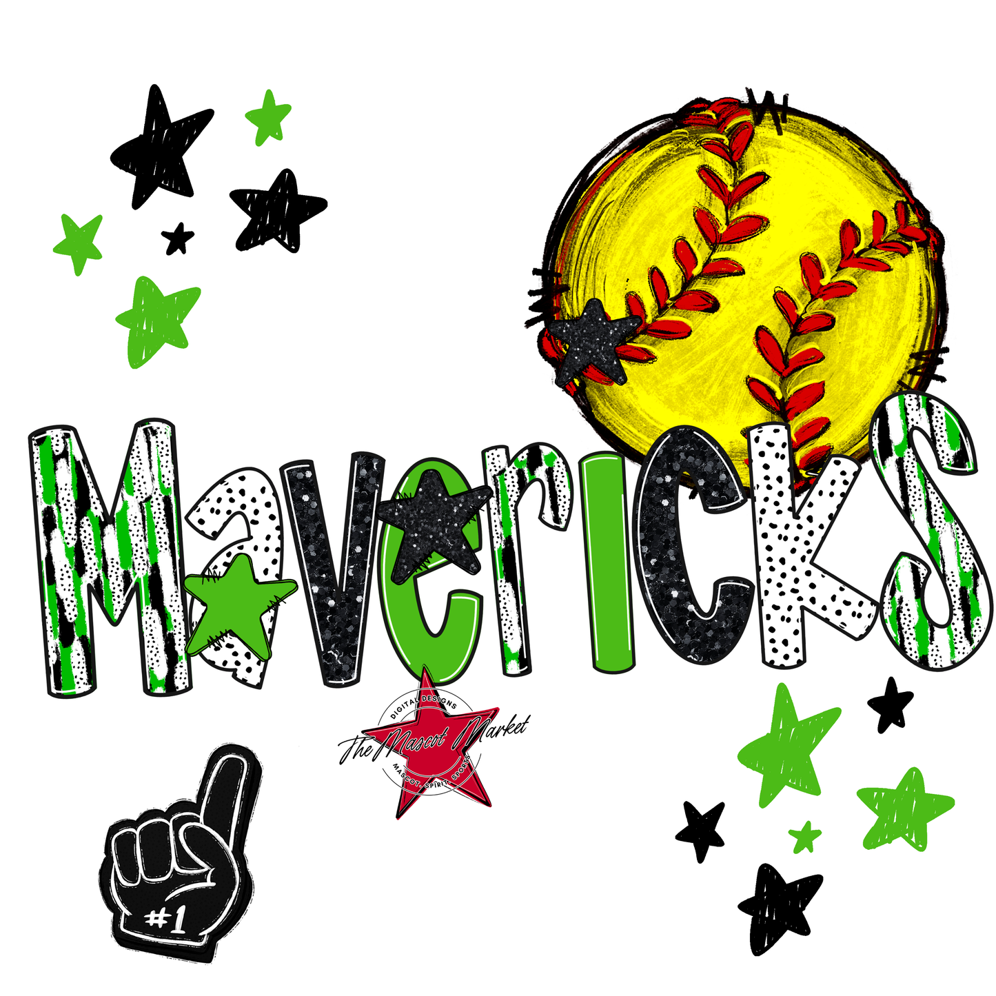 Mavericks Softball Scrape-Bright Green