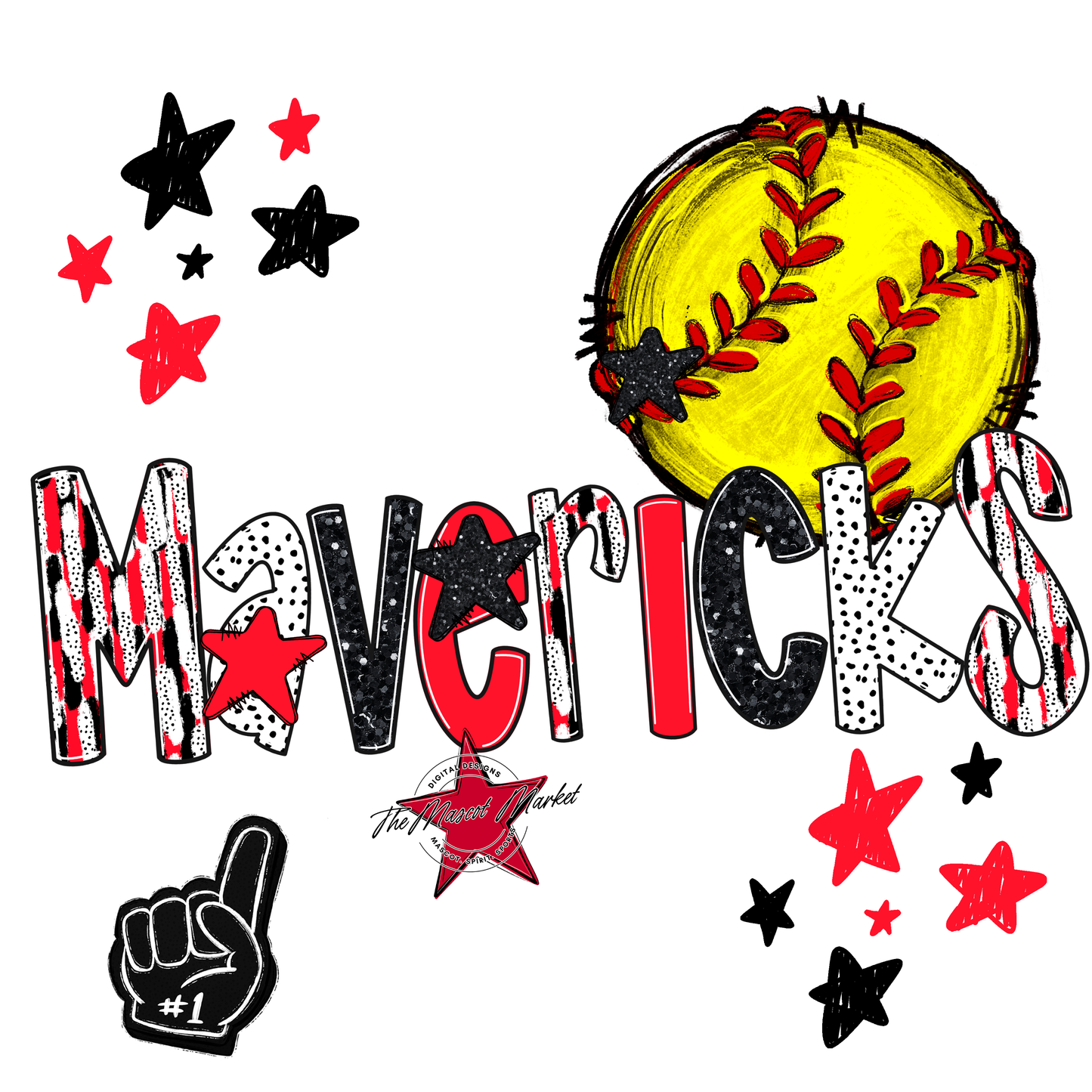 Mavericks Softball Scrape-Bright Red