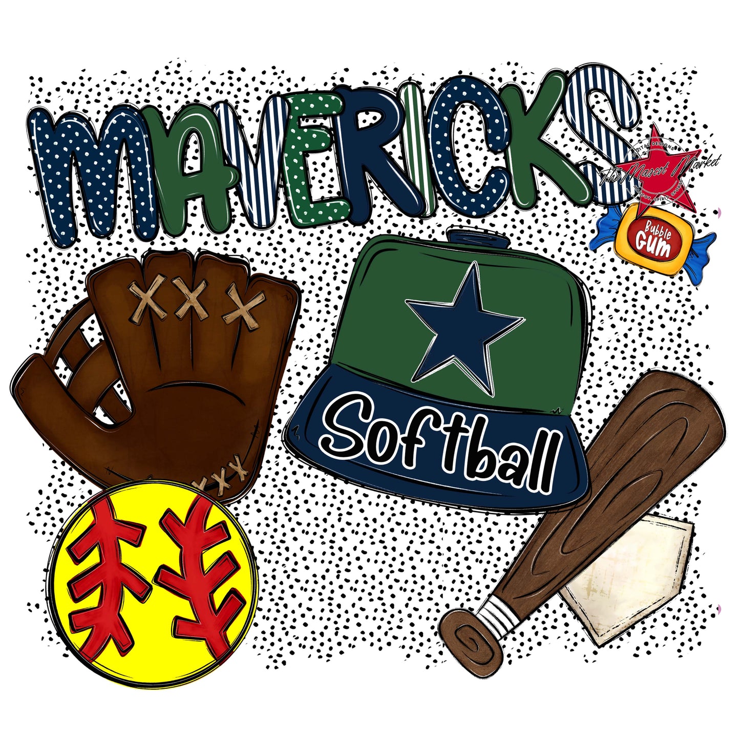 Mavericks Softball Spirit-Navy & Green