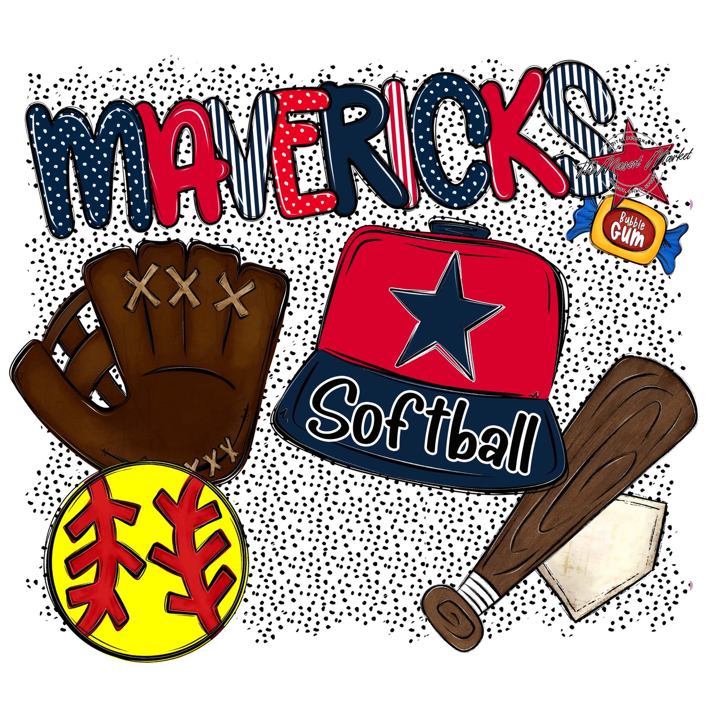 Mavericks Softball Spirit-Navy & Red