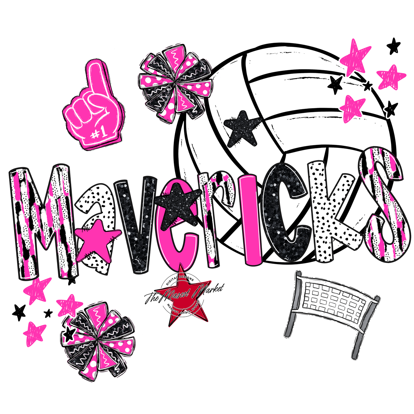 Mavericks Volleyball Scrape-Pink
