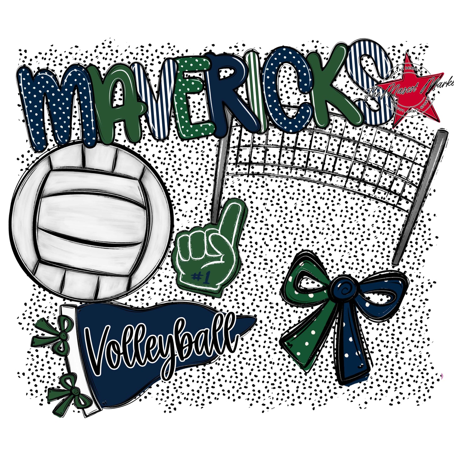 Mavericks Volleyball Spirit-Navy & Green