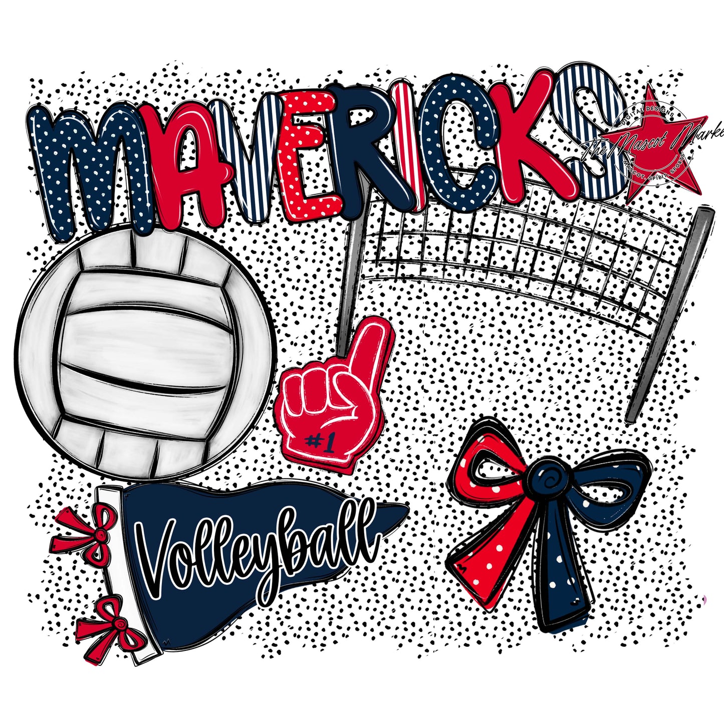 Mavericks Volleyball Spirit-Navy & Red