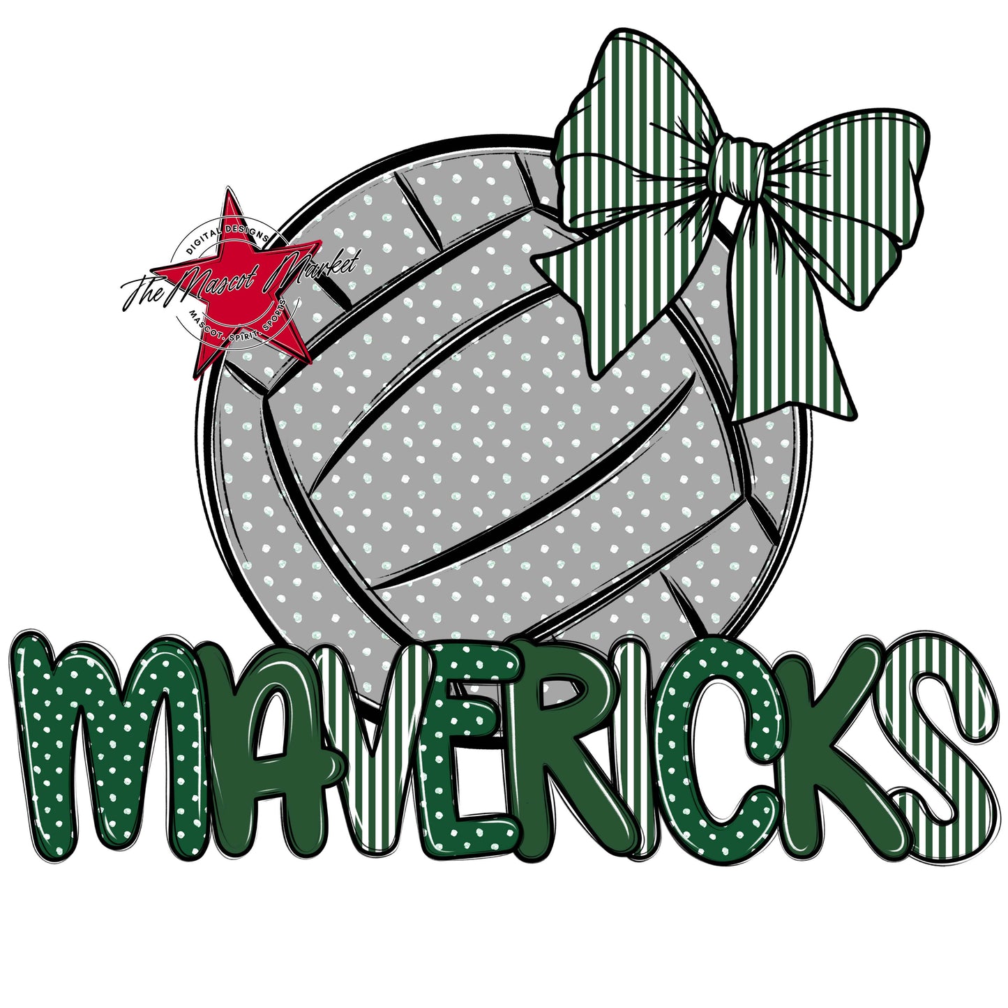 Mavericks Volleyball Spirit Design-Green