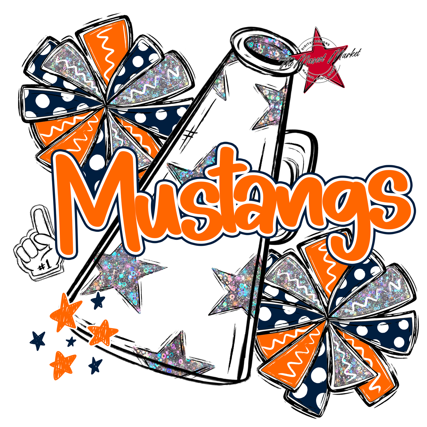 Mustangs Alpha Megaphone Design-Navy-Orange