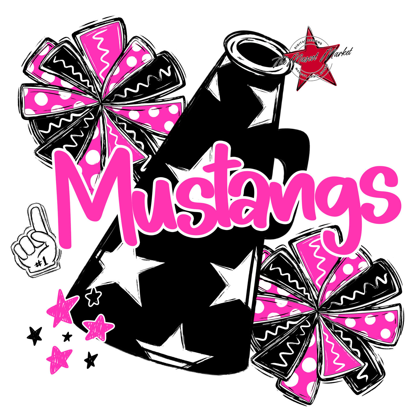 Mustangs Alpha Megaphone Design-Pink