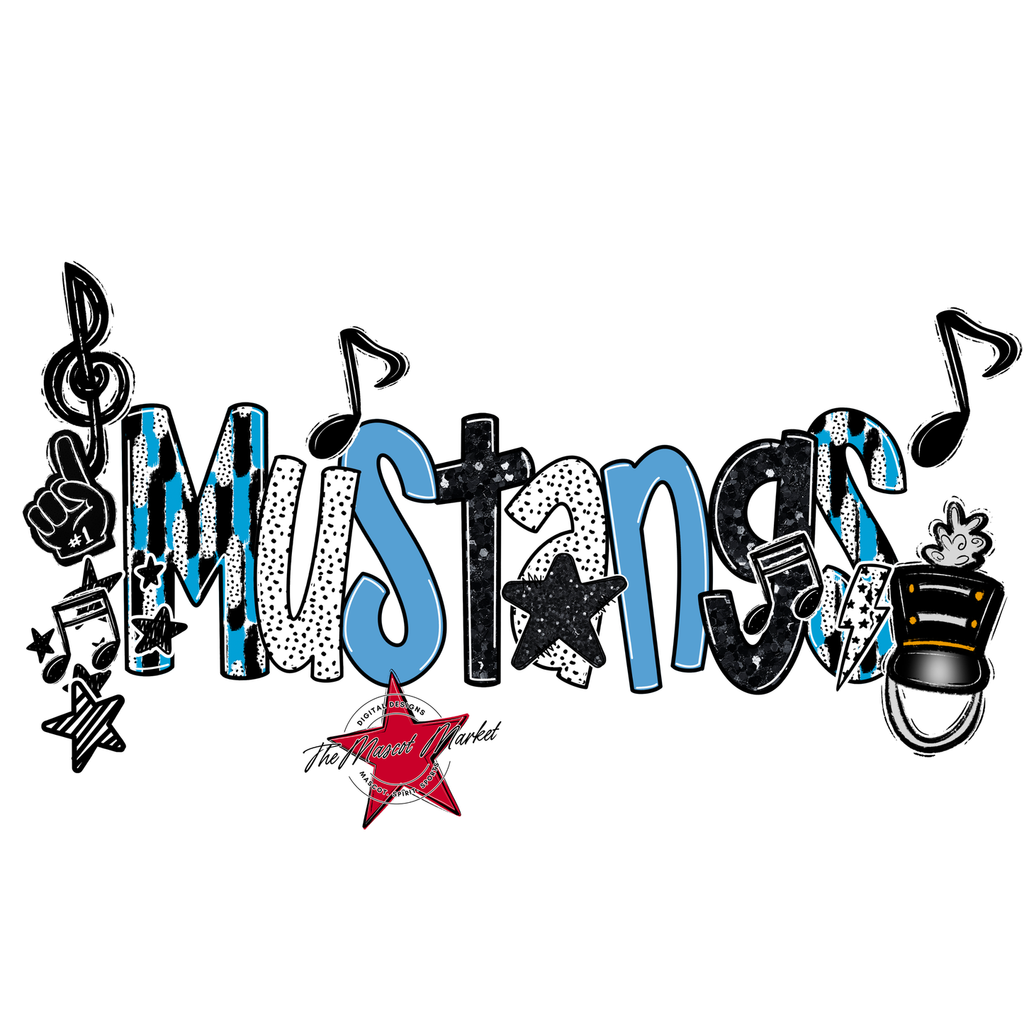 Mustangs Band Scrape-Carolina Blue