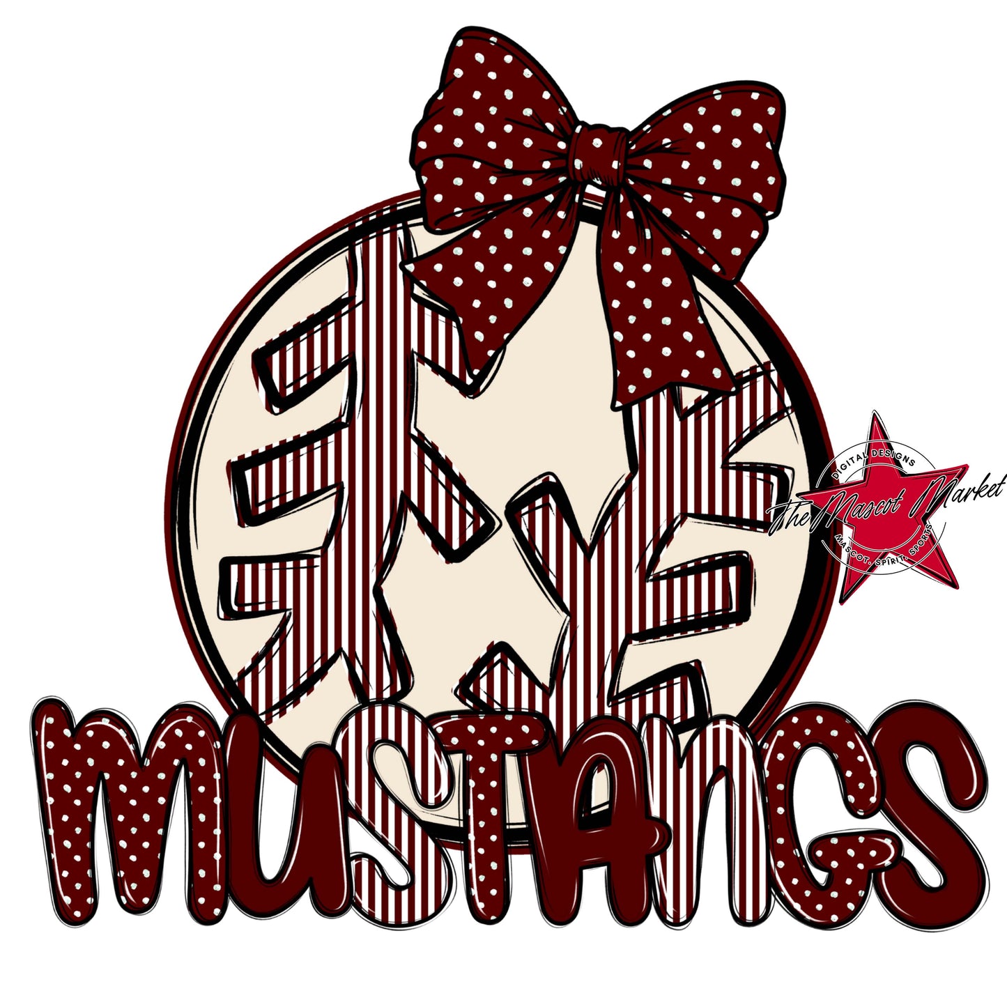 Mustangs Baseball-Softball Spirit Design-Maroon