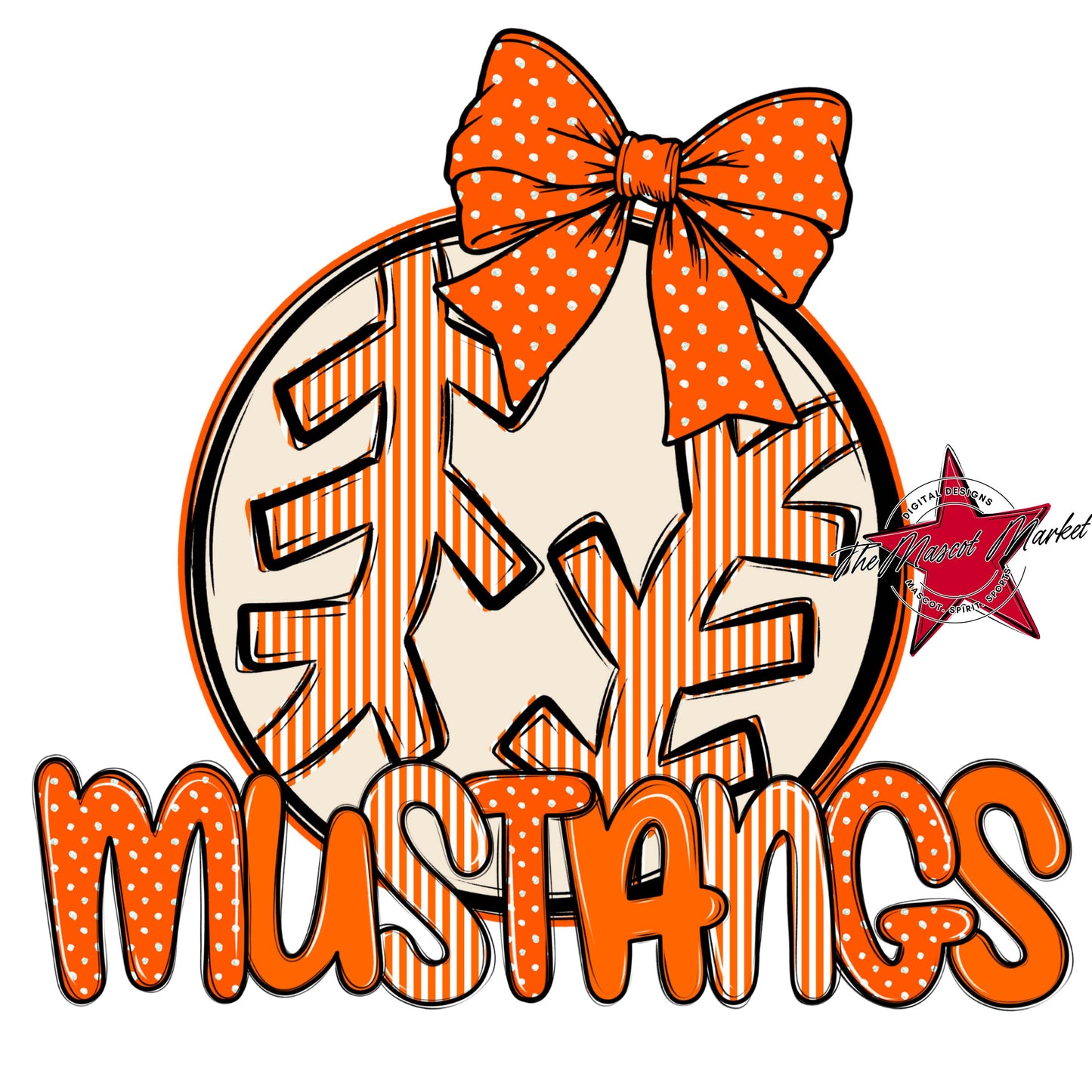 Mustangs Baseball-Softball Spirit Design-Orange