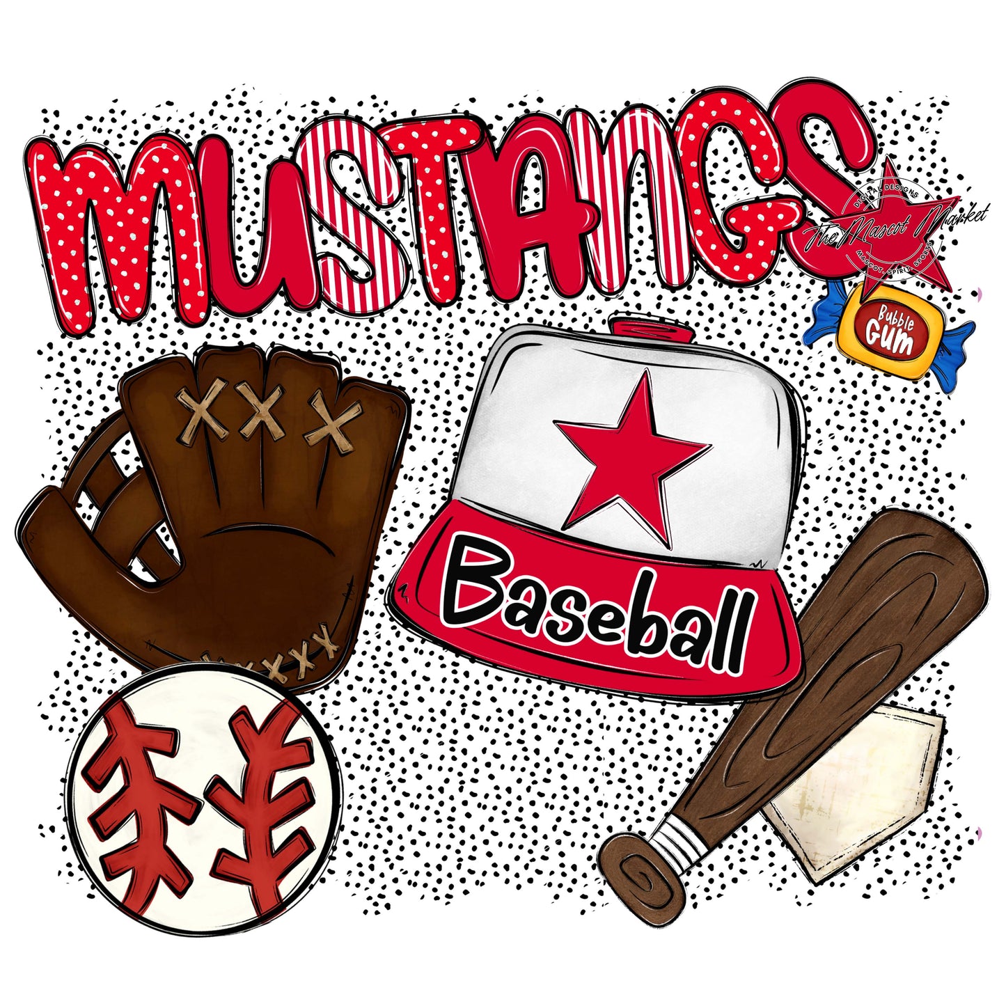 Mustangs Baseball Spirit-Red