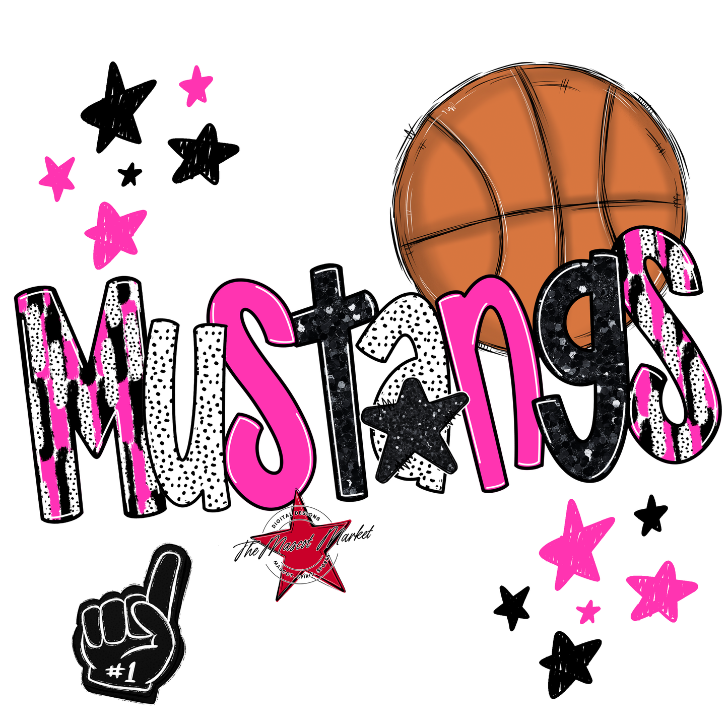 Mustangs Basketball Scrape-Pink