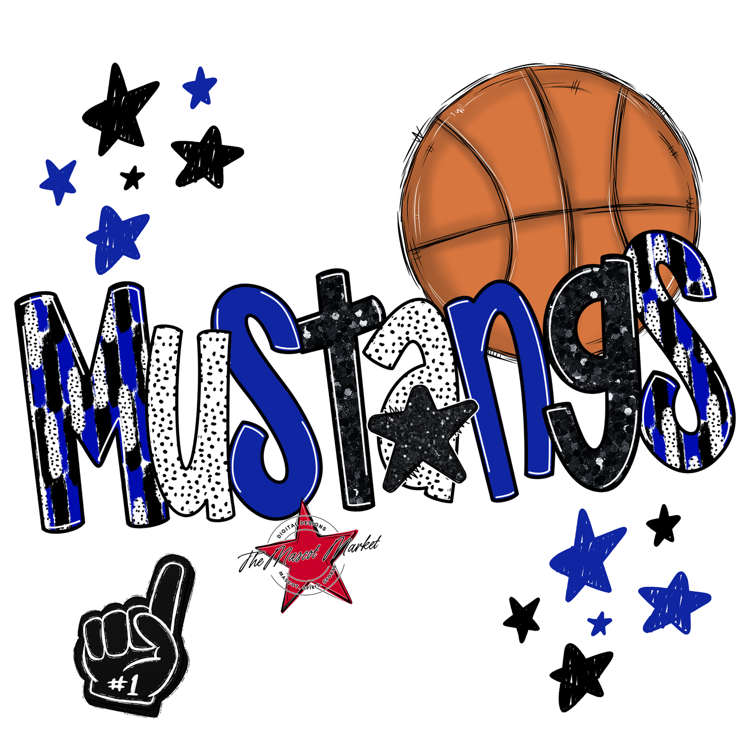 Mustangs Basketball Scrape-Royal Blue