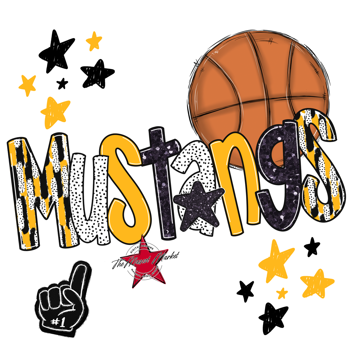 Mustangs Basketball Scrape-Yellow