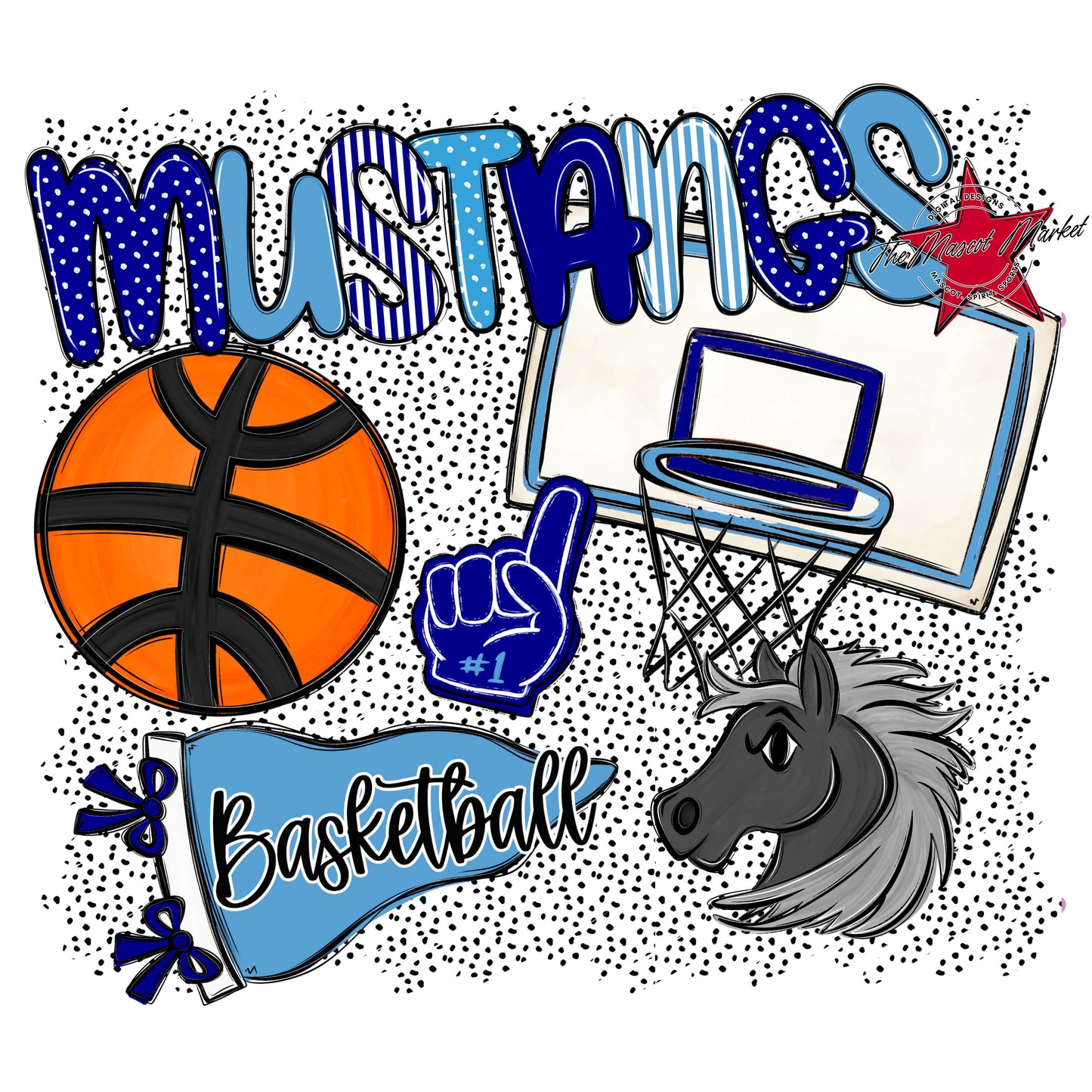 Mustangs Basketball Spirit-Blue & Carolina Blue