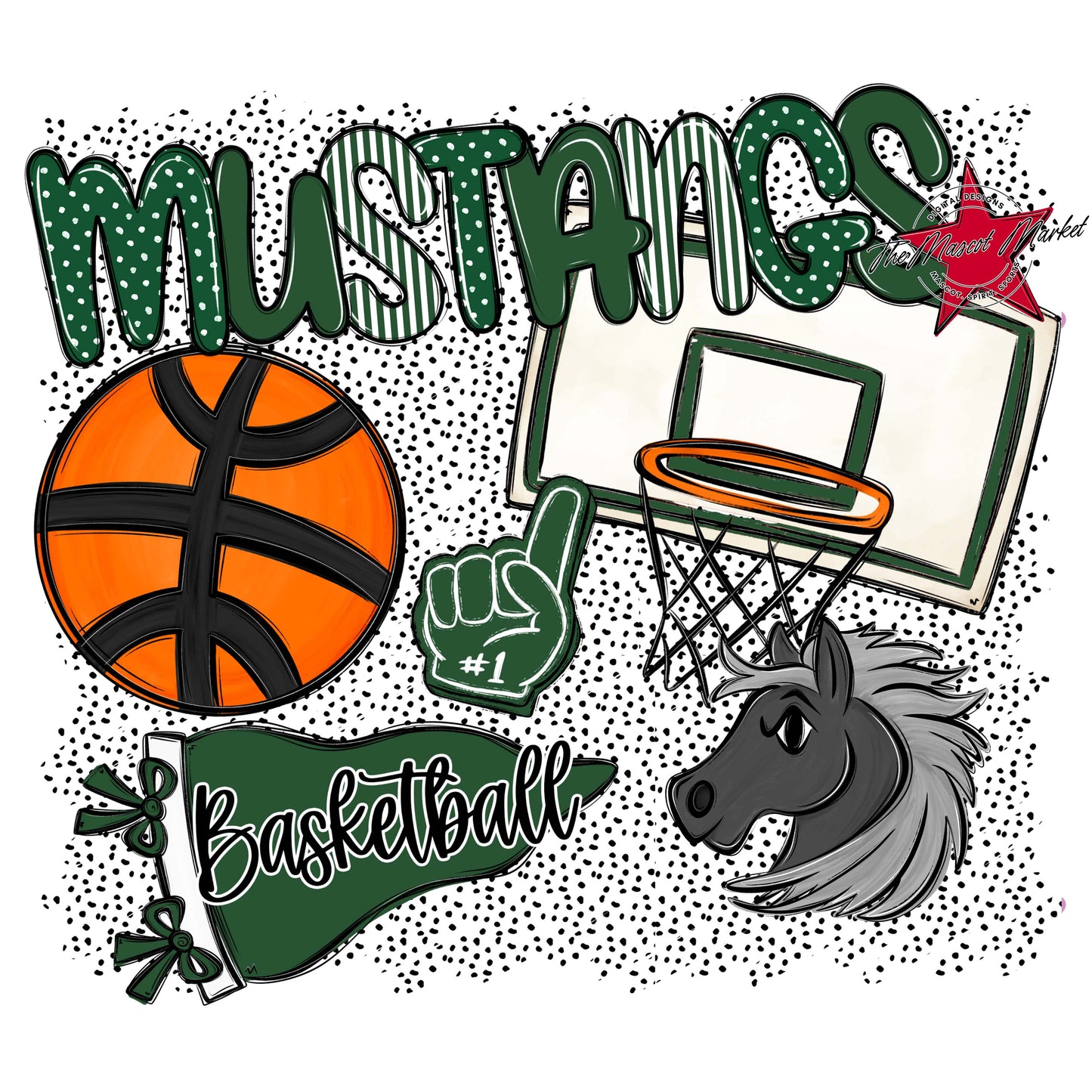 Mustangs Basketball Spirit-Green
