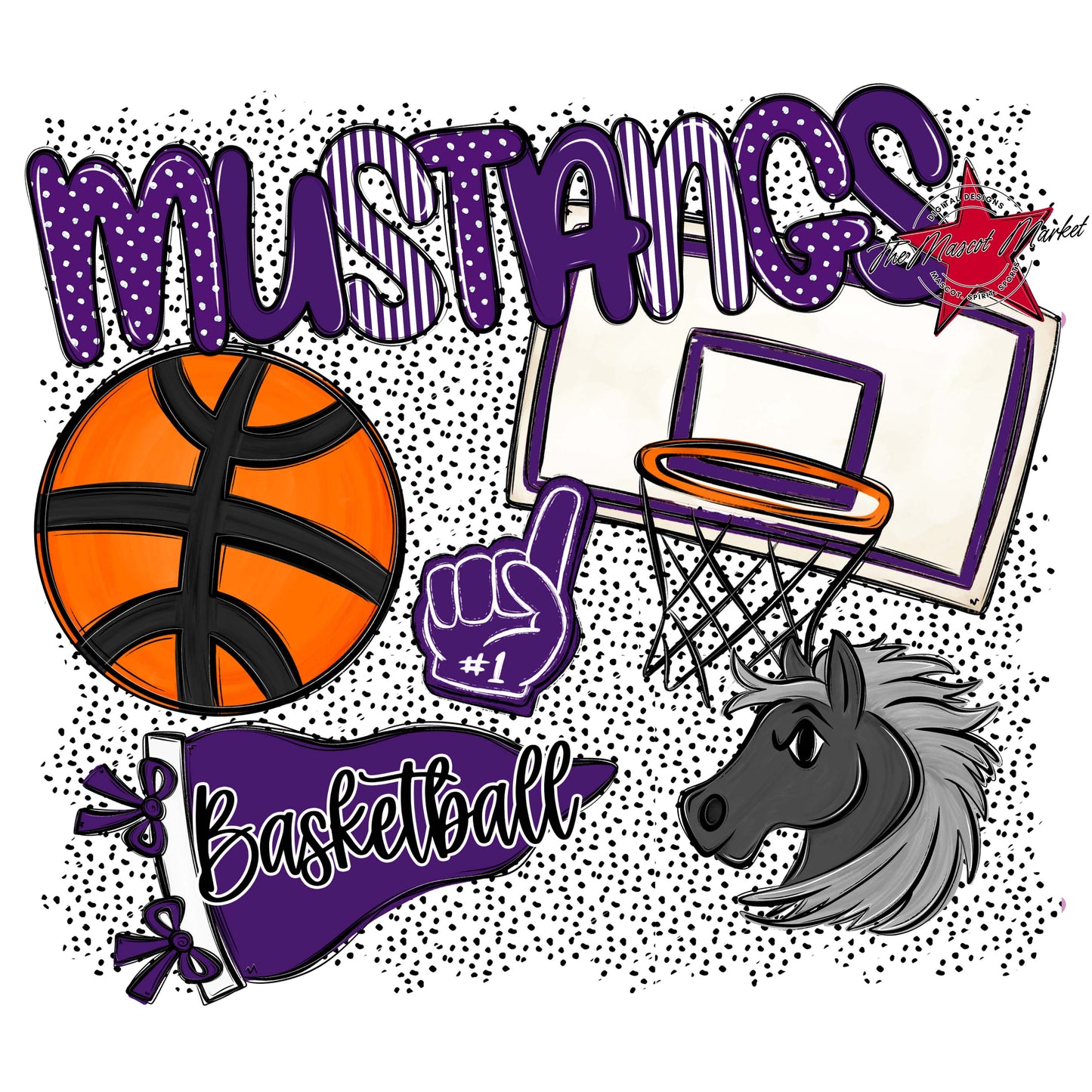 Mustangs Basketball Spirit-Purple