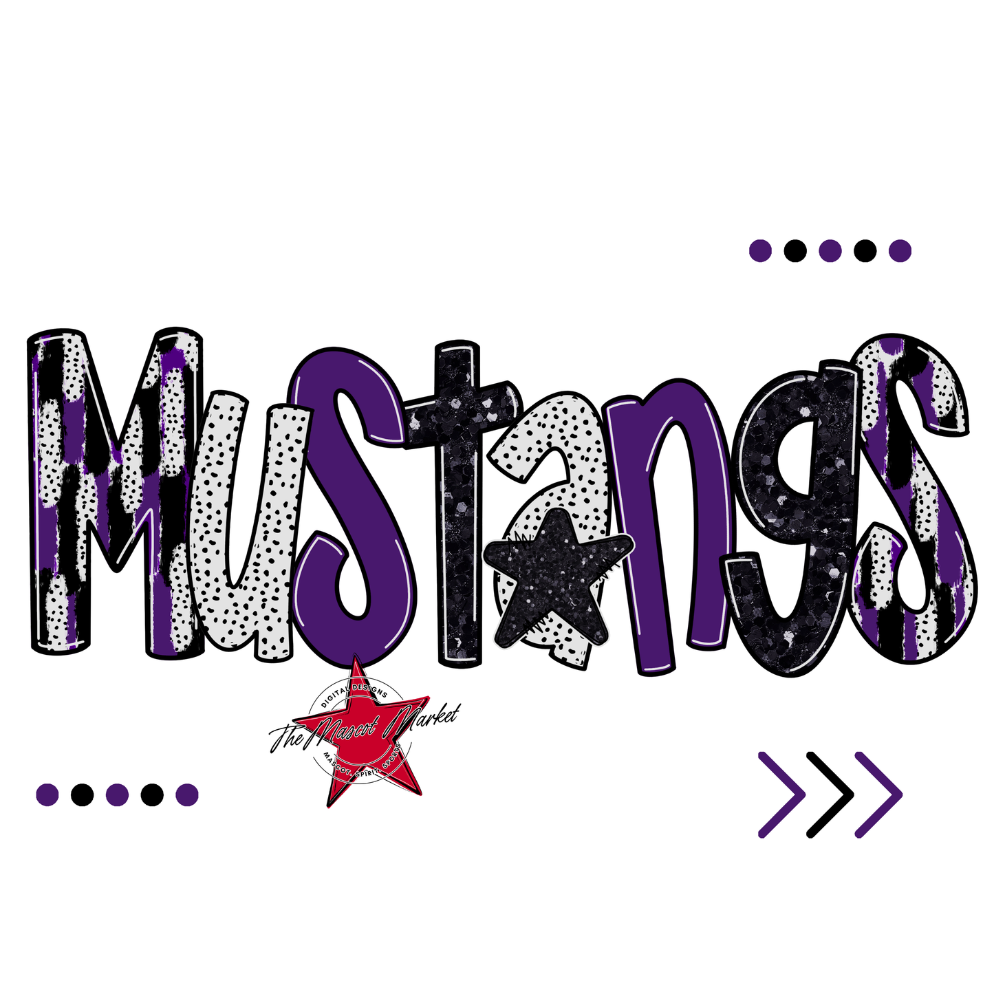 Mustangs Brushstroke Alpha w Arrows-Purple
