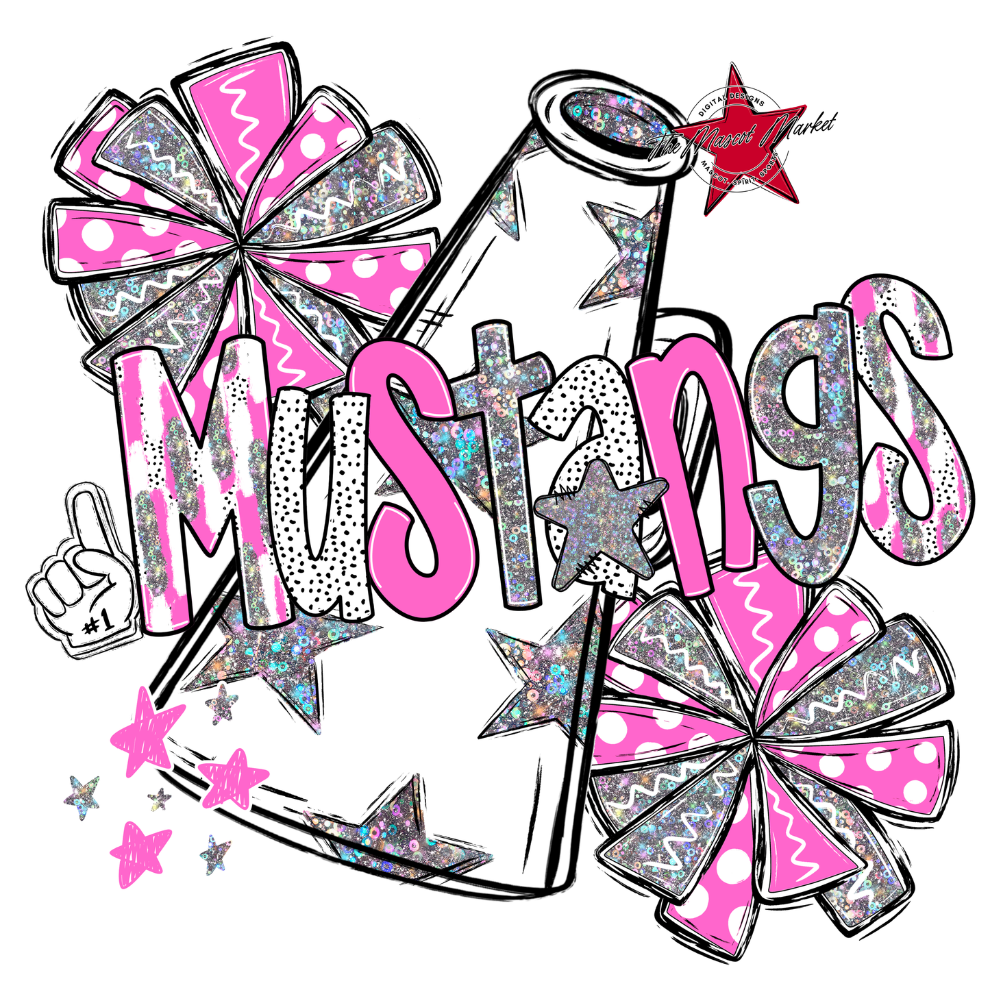 Mustangs Cheer Megaphone Scrape-Baby Pink