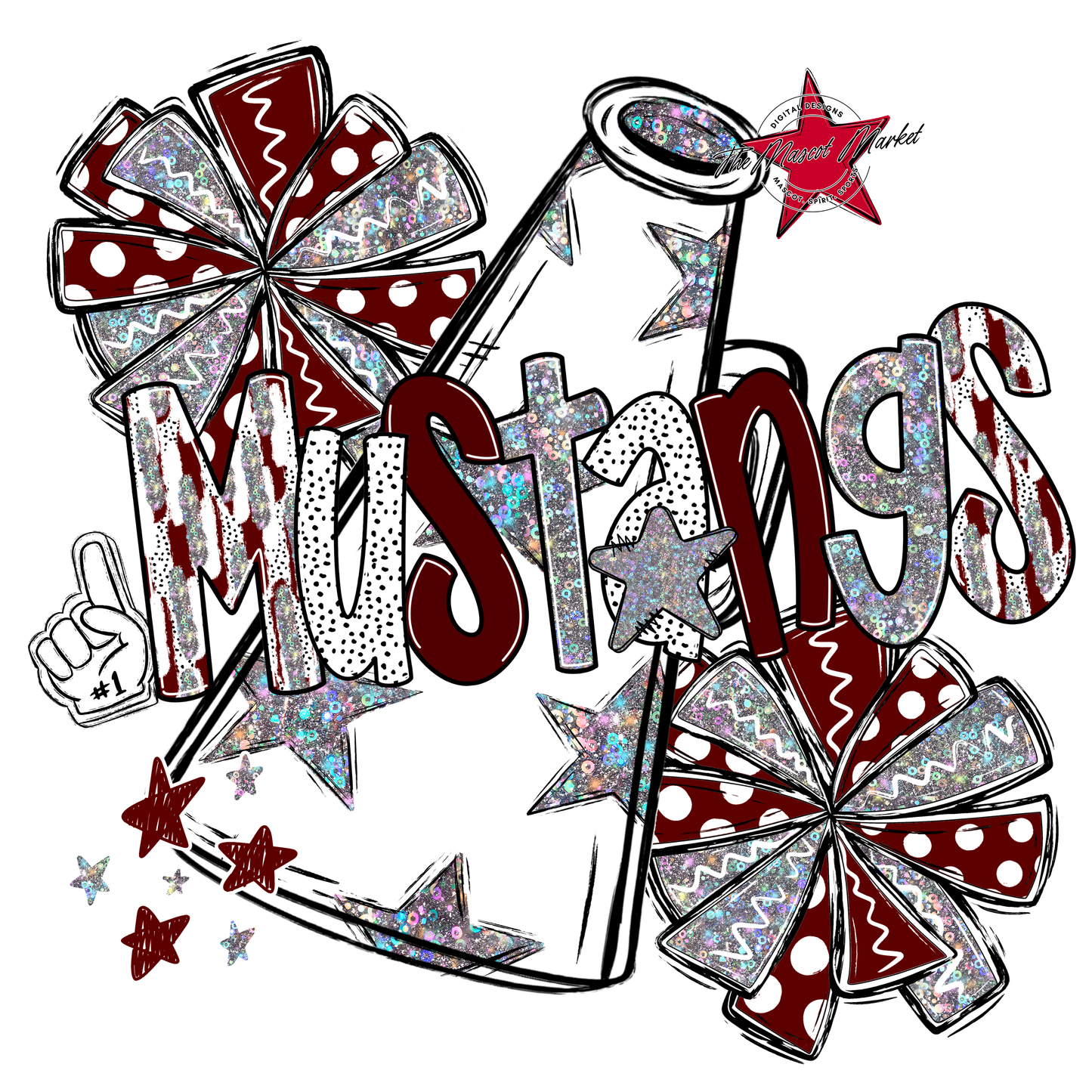 Mustangs Cheer Megaphone Scrape-Maroon