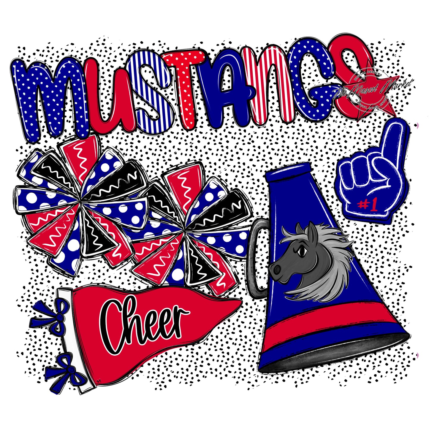 Mustangs Cheer Spirit-Blue & Red