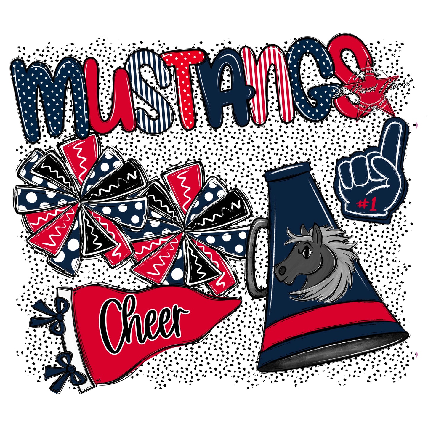 Mustangs Cheer Spirit-Navy & Red