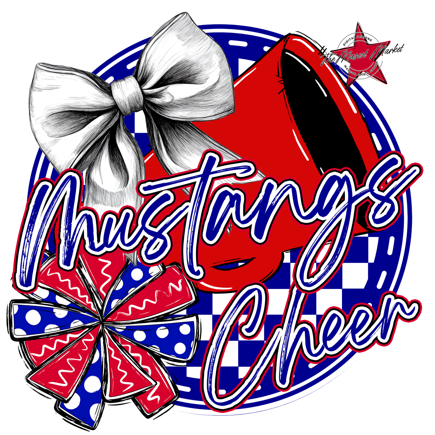 Mustangs Circle Cheer Design-Blue-Red