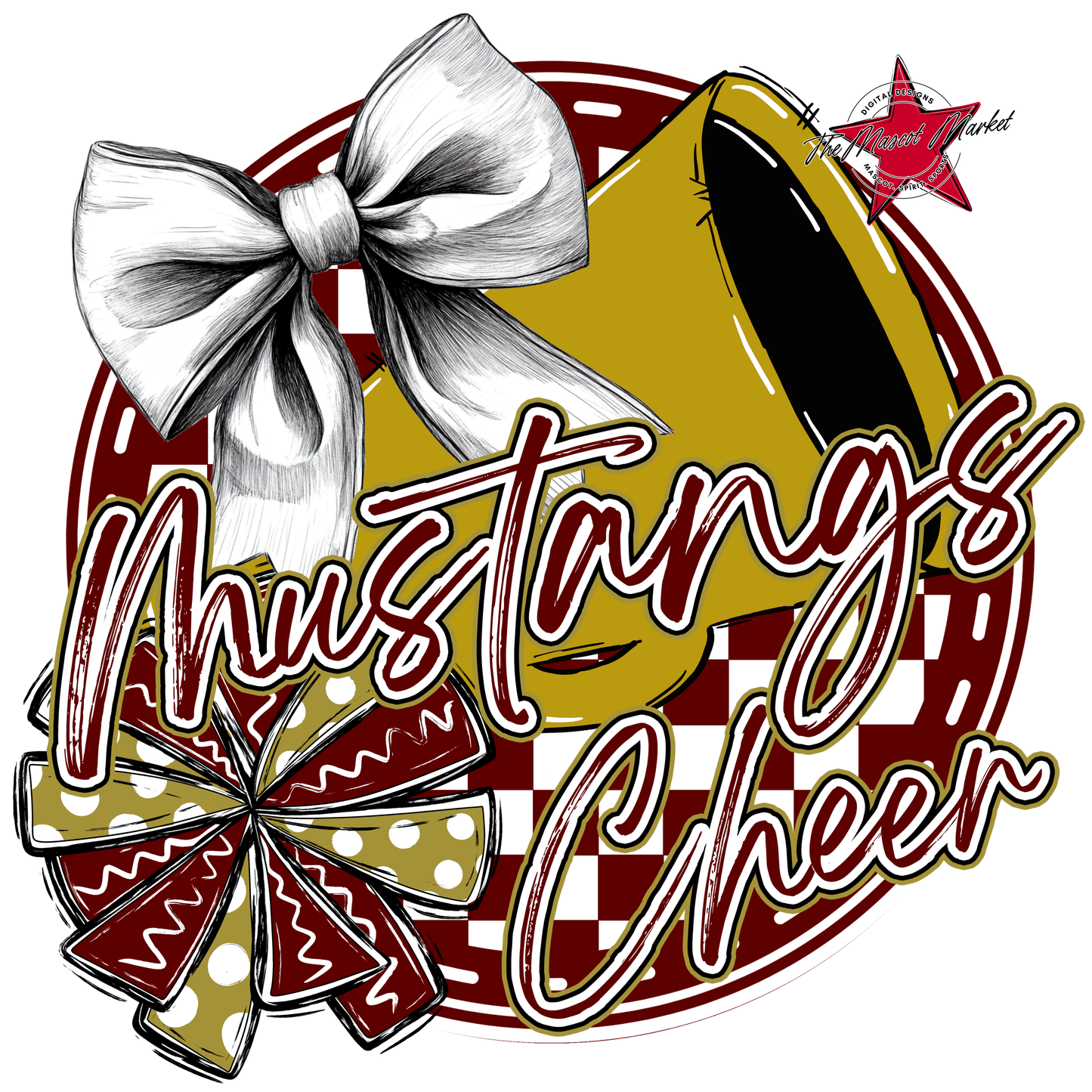 Mustangs Circle Cheer Design-Maroon-Gold