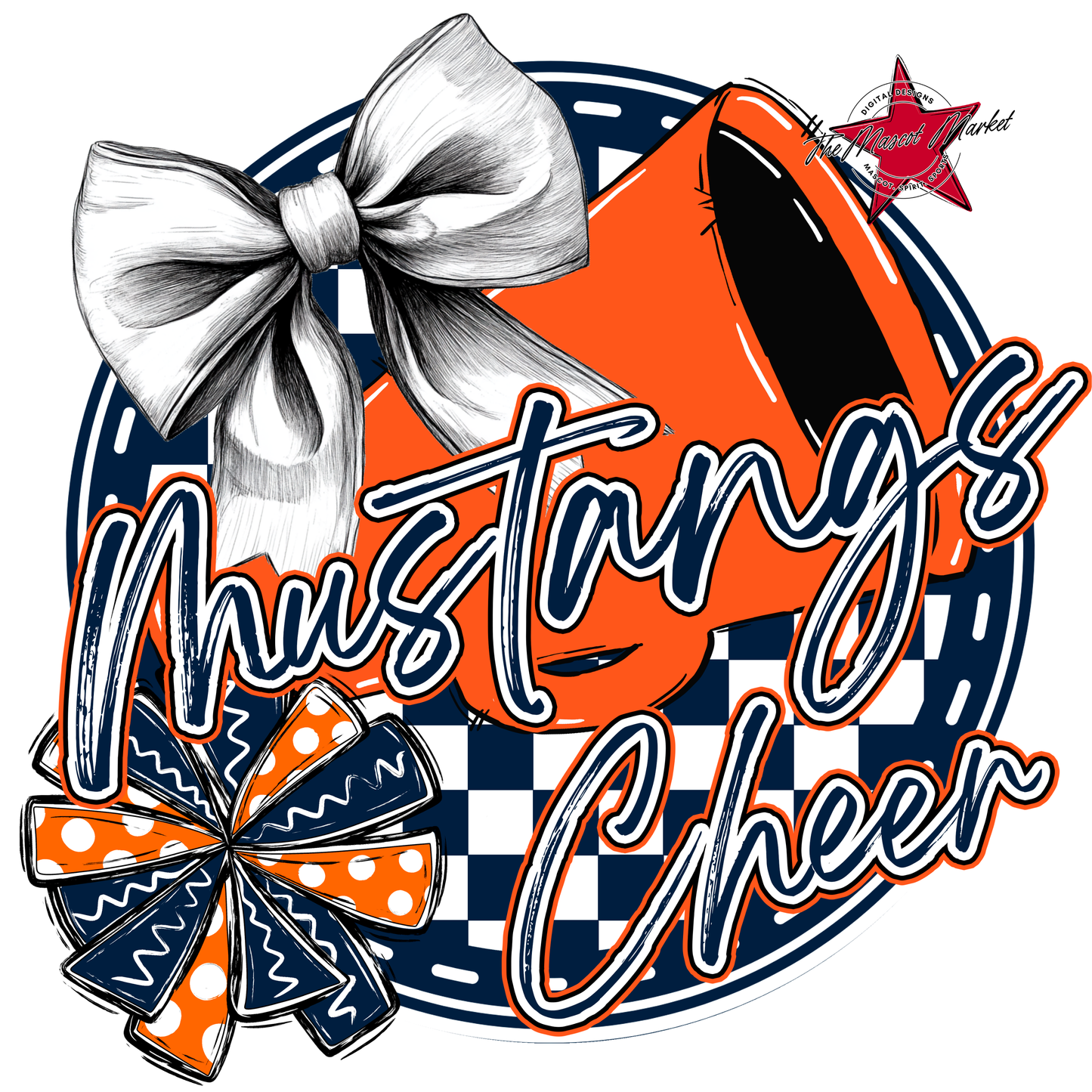 Mustangs Circle Cheer Design-Navy-Orange